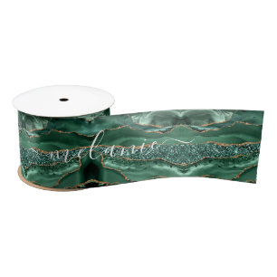 Agate Green Gold Emerald Individuelle Name Gift Ri Satinband