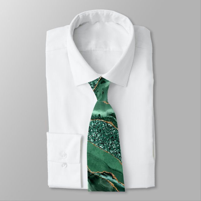 Agate Green Gold Emerald Neck Tie Krawatte (Gebunden)