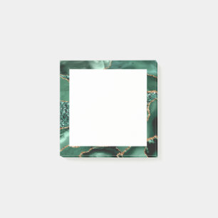 Agate Green Gold Glitzer Geode Marble Gemstone Post-it Klebezettel