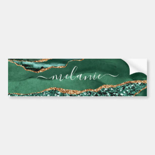 Agate Green Gold Glitzer Geode Marble Individuelle Autoaufkleber