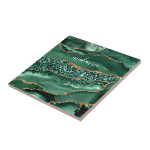 Agate Green Gold Glitzer Geode Marble Individuelle Fliese
