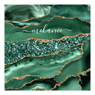 Agate Green Gold Glitzer Geode Marble Individuelle Fotodruck