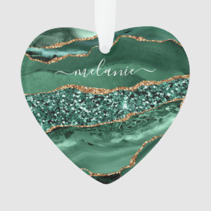 Agate Green Gold Glitzer Geode Marble Individuelle Ornament