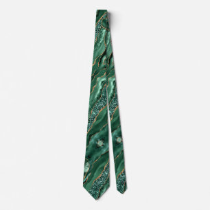 Agate Green Gold Glitzer Marble Elegante Neck Tie Krawatte