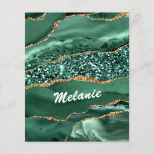 Agate Green Gold Glitzer Marble Flyer Ihr Name