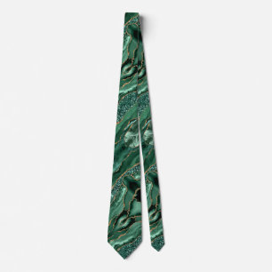 Agate Green Gold Glitzer Marble Gemstone Neck Tie Krawatte