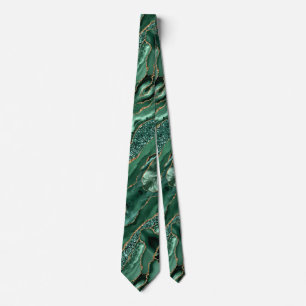 Agate Green Gold Glitzer Marble Neck Tie Emerald Krawatte