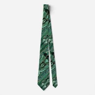 Agate Green Gold Glitzer Marble Neck Tie Geode Krawatte