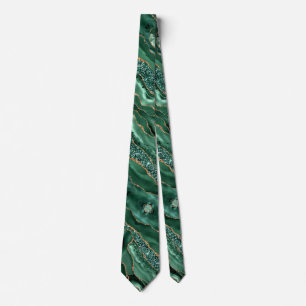 Agate Green Gold Glitzer Marble Party Neck Tie Krawatte