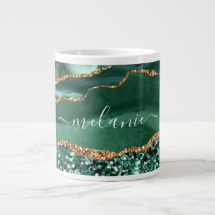 Agate Green Gold Glitzer Marble Tasse Individuelle