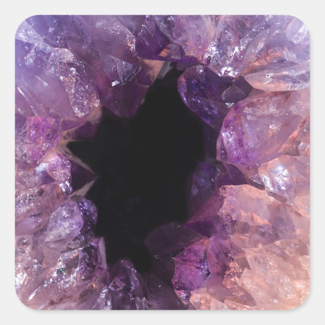 Agate Lila Crystal Quadratischer Aufkleber (Vorderseite)