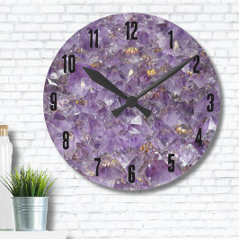 Agate Lila Crystal Runde Wanduhr