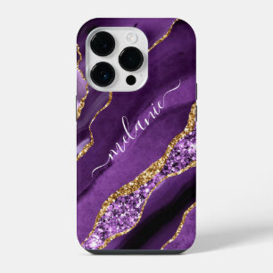 Agate Lila Gold Glitter Benutzername iPhone-Hülle iPhone 14 Pro Hülle
