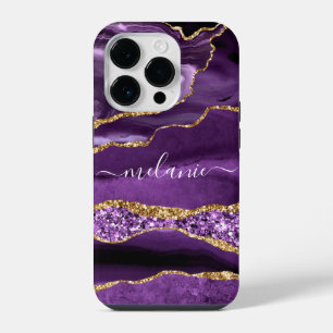 Agate Lila Gold Glitter Benutzername iPhone-Hülle iPhone 14 Pro Hülle