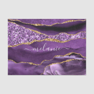 Agate Lila Gold Glitzer Individuelle Name Tissue P Seidenpapier