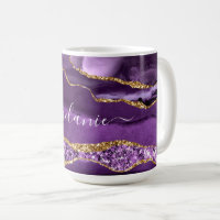 Agate Lila Gold Glitzer Kaffee Tasse Individuelle