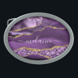 Agate Lila Gold Marble Individuelle Name Gürtelsch Ovale Gürtelschnalle<br><div class="desc">Personalisierte Individuelle Name Gürtelschnalle mit Agate Lila Violet Gold Glitzer Geode Marmorgürtel Schnürsenkel - Ihr Geburtstag - Geburtstag - Geburtstag - Geburtstag - Hochzeitsgeschenk / Nächstes - Hinzufügen - Text oder Entfernen - Ihr Sondergeschenk machen - Größe ändern und verschieben oder entfernen und fügen Sie Text / Elemente mit Anpassungs-Tool....</div>