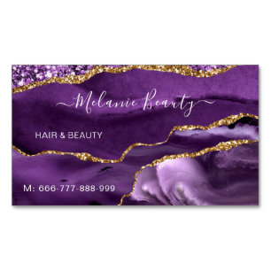 Agate Lila Violet Gold Business Card Magnet