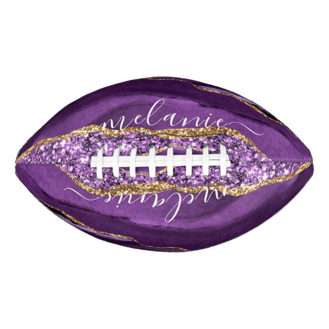 Agate Lila Violet Gold Glitzer Geode Individuelle  Football (Vorderseite)