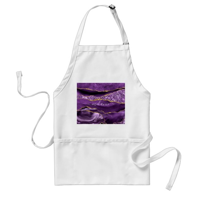 Agate Lila Violet Gold Glitzer Geode Individuelle  Schürze (Vorne)