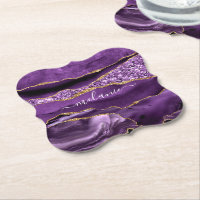 Agate Lila Violet Gold Glitzer Geode Individuelle 