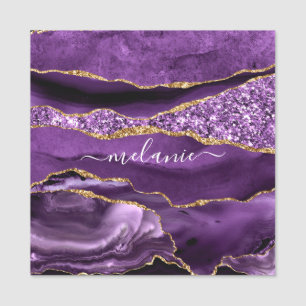 Agate Lila Violet Gold Glitzer Individuelle Name T Namensschild