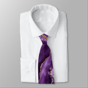 Agate Lila Violet Gold Glitzer Merble Neck Tie Krawatte