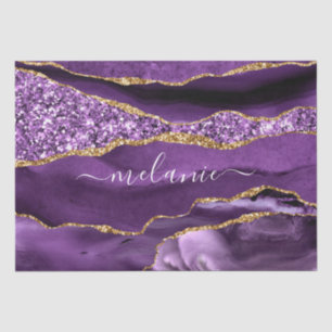Agate Lila Violet Gold Glitzer Name Tissue Paper Seidenpapier