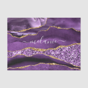 Agate Lila Violet Gold Glitzer Name Tissue Paper Seidenpapier