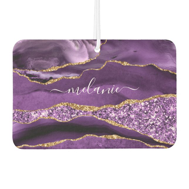 Agate Lila Violet Gold Ihr Name Air Freshener Autolufterfrischer (Vorderseite)