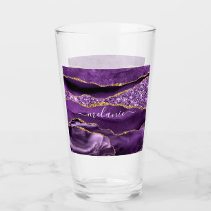 Agate Lila Violet Gold Individuelle Name Glass Glas