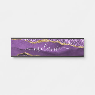Agate Lila Violet Gold Individuelle Name Türsignat Türschild