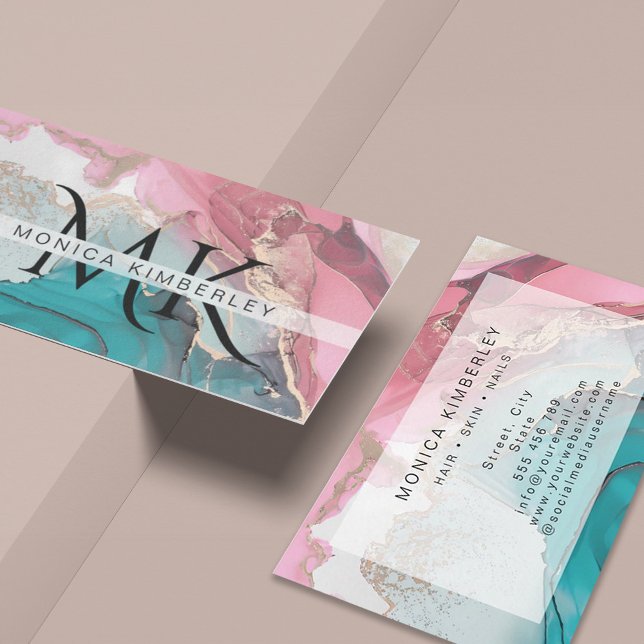 Agate Marble Gold Monogram Visitenkarte (Agate Marble Gold Monogram Business Card)