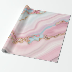 Agate Marble Modern Blue Pink Gold Collection Geschenkpapier