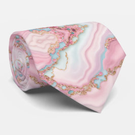 Agate Marble Modern Blue Pink Gold Collection Krawatte