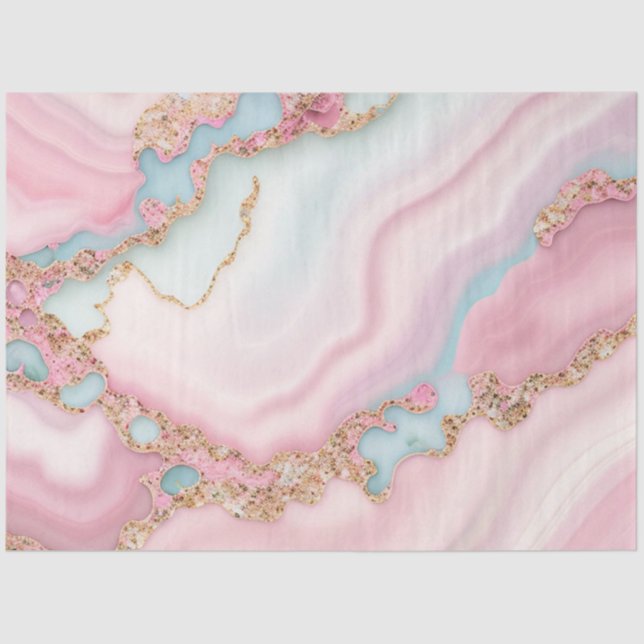 Agate Marble Modern Blue Pink Gold Collection Seidenpapier (Vorderseite)