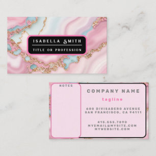 Agate Marble Modern Blue Pink Gold Collection Visitenkarte