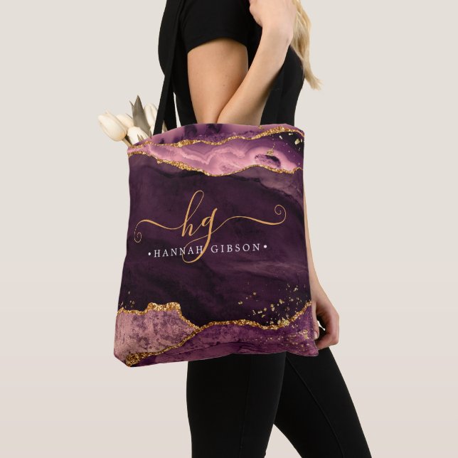 Agate Marble Monogram Burgundy Gold Glitzer (Von Nahem)