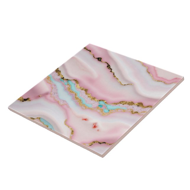 Agate Marble Popular Blue Pink Gold Collection Fliese (Seite)