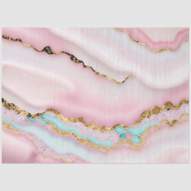 Agate Marble Popular Blue Pink Gold Collection Seidenpapier (Vorderseite)