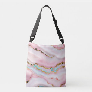 Agate Marble Popular Blue Pink Gold Collection Tragetaschen Mit Langen Trägern