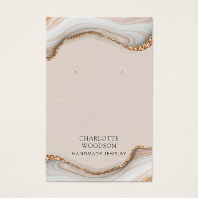 Agate Marble Rosa Blush Geode Earring Display Card (Vorderseite)