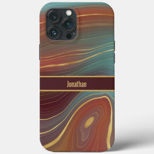 Agate Marble Schichten - Burgund Rost Staubiges Aq iPhone 13 Pro Max Hülle
