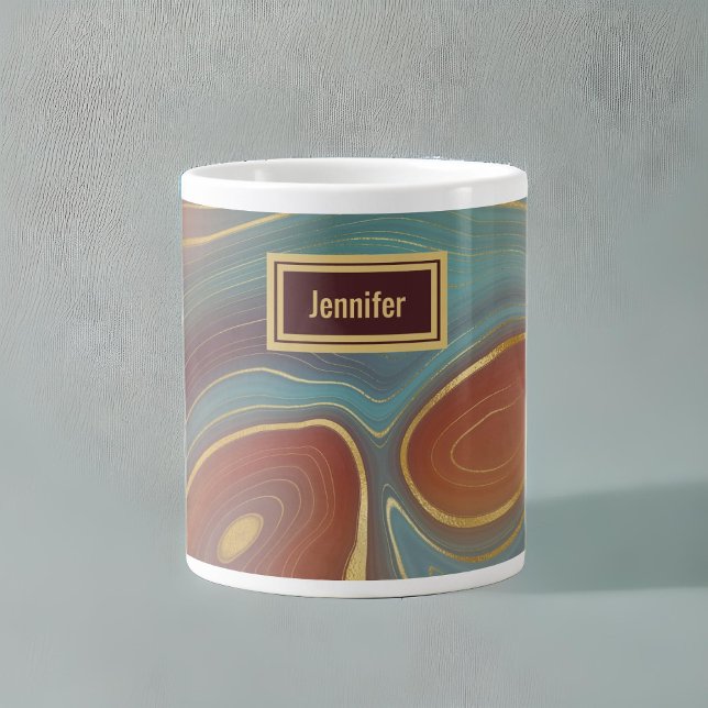 Agate Marble Strata - Burgund Rust Dusty Aqua Jumbo-Tasse (Von Creator hochgeladen)