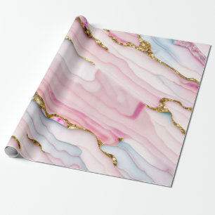 Agate Marble Trendy Blue Pink Gold Collection Geschenkpapier