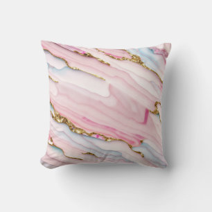 Agate Marble Trendy Blue Pink Gold Collection Kissen
