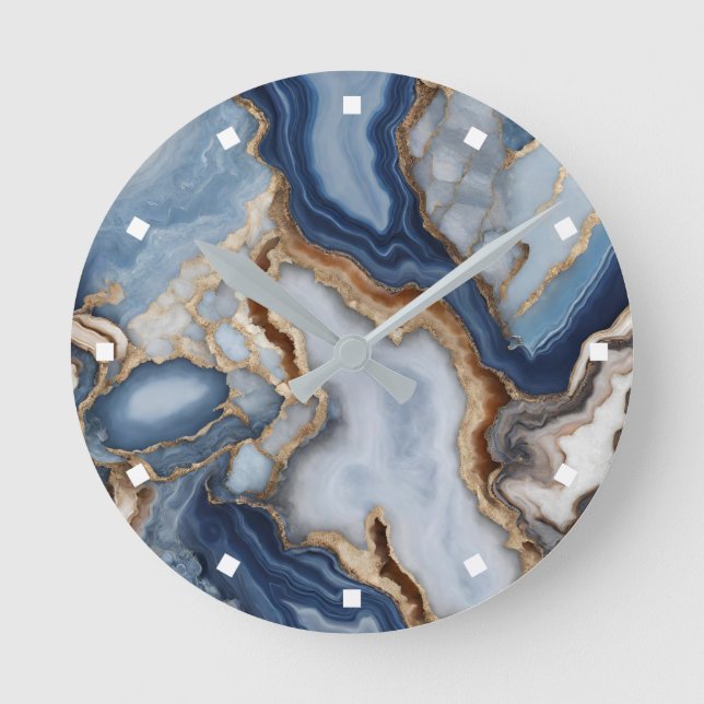 Agate Marble Wall Clock Runde Wanduhr (Vorderseite)