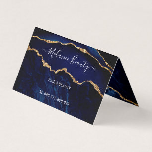Agate Navy Blue Glitzer Gold Beauty Business Card Visitenkarten