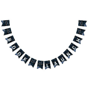 Agate Navy Blue Gold Book Launch Jagdfahnen Wimpelkette