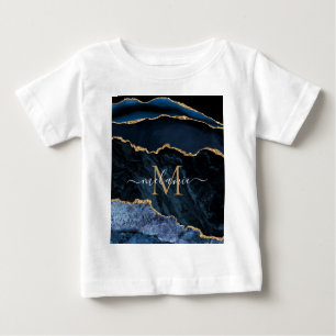 Agate Navy Blue Gold Gemstone Marmor Individuelle Baby T-shirt